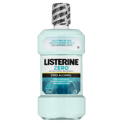 Listerine Zero with Fluoride Clean Mint Antibacterial Mouthwash 500ml