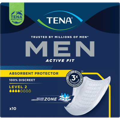 Tena Men Active Fit Level 2 Absorbent Protector Pads 10pk