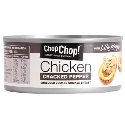 Chop Chop Cracked Pepper Lite Mayo Shredded Cooked Chicken Breast 160g