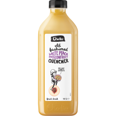 Charlie's Old Fashioned White Peach Passionfruit Quencher Fruit Drink 1.5l