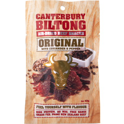 Canterbury Biltong Original Coriander Pepper Beef Air-Dried Beef Snacks 40g