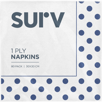 Surv Luncheon 1ply Blue Polka Dot Napkins 80pk