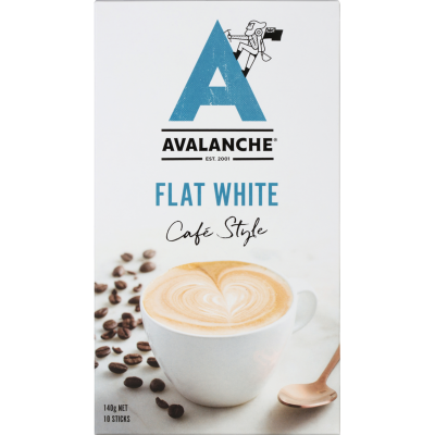 Avalanche Cafe Style Flat White Coffee Sticks 10pk