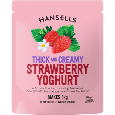 Hansells Thick And Creamy Strawberry Yoghurt Mix 220g