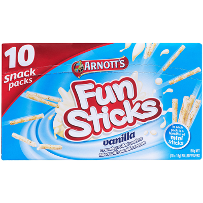 Arnott's Funsticks Vanilla Wafers Snack Packs 10pk