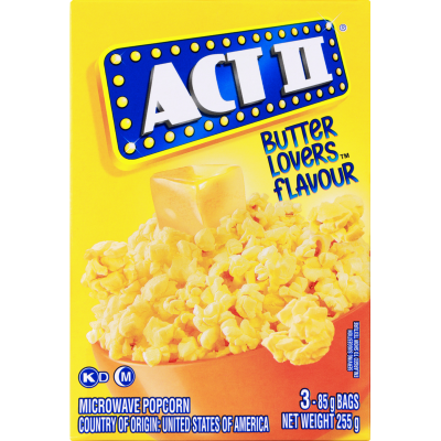 Act II Butter Lovers Flavour Microwave Popcorn 255g