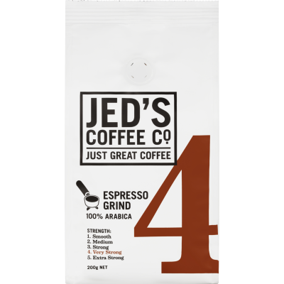 Jed's Coffee Co. #4 Very Strong Strength Espresso Grind Coffee 200g