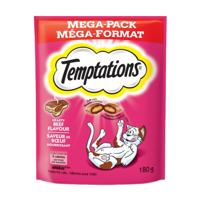 Temptations Hearty Beef Flavour Treats For Cats 180g