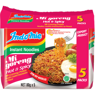 Indomie Mi Goreng Hot & Spicy Noodles 5 x 80g