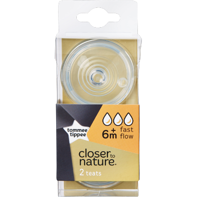 Tommee Tippee Closer To Nature Fast Flow Teat 2 Pack 6+ Months ea