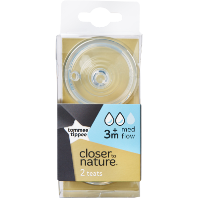 Tommee Tippee Closer To Nature Medium Flow Teats 3+ Months 2pk