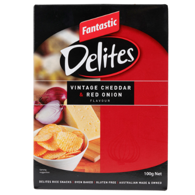 Fantastic Delites Vintage Cheddar & Red Onion Rice Snacks 100g