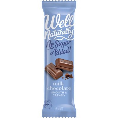 Well Naturally No Sugar Added Smooth & Creamy Milk Chocolate Bar 45g