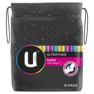 U By Kotex Ultrathin Super Pads With Wings 12pk