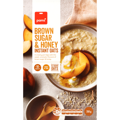 Pams Brown Sugar & Honey Instant Oats Sachets 10 x 35g