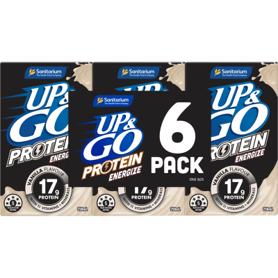 Sanitarium Up & Go Protein Energize Vanilla Flavour Liquid Breakfast 6 x 250ml