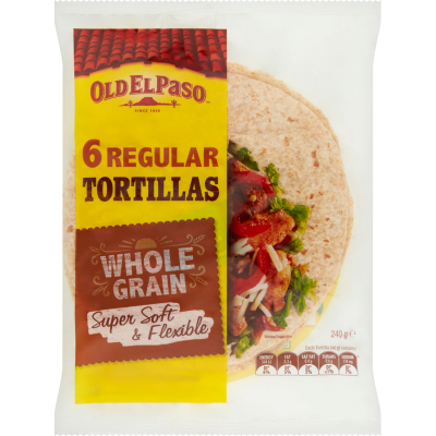 Old El Paso Wholegrain Soft & Flexible Regular Tortillas 6pk