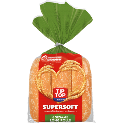 Tip Top Sesame Long Roll 6pk