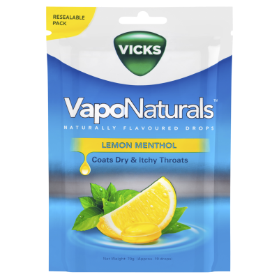 Vicks VapoNaturals Lemon Menthol Throat Drops 70g
