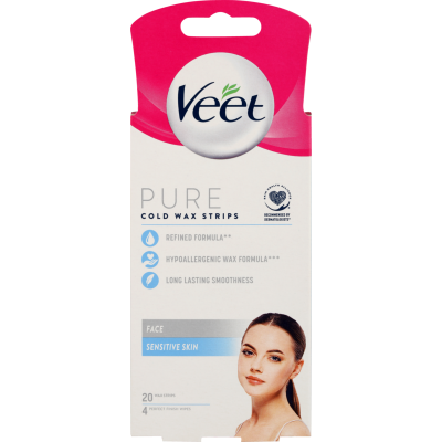 Veet Pure Cold Wax Sensitive Skin Face Strips 20pk