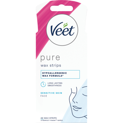 Veet Pure Cold Wax Strips Face Hair Removal 20pk