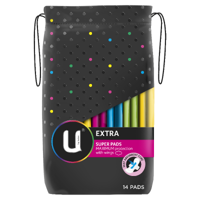 U By Kotex Extra Super Pads With Wings 14pk