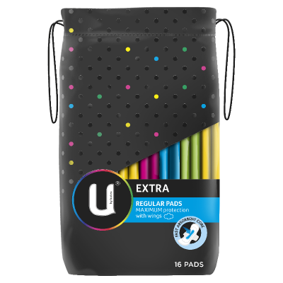 U By Kotex Extra Regular Pads With Wings 16pk