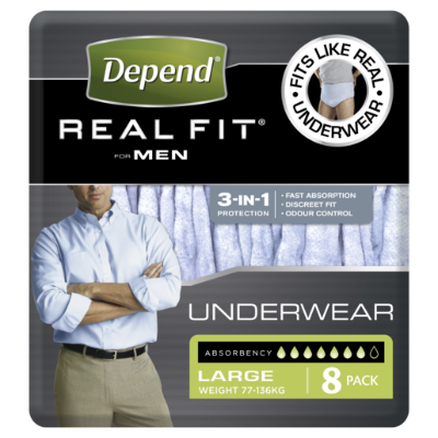 Depend Real Fit Incontinence Underwear Men Large 8pk