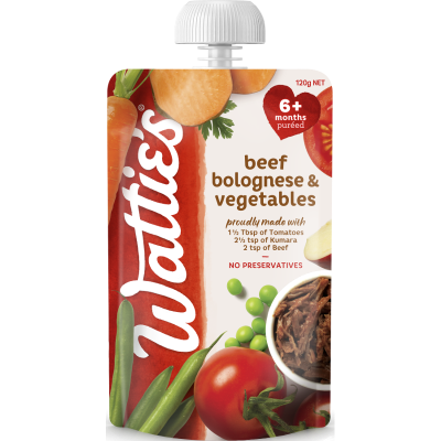 Wattie's For Baby Beef Bolognese & Vegetables 6+ Months Pureed 120g