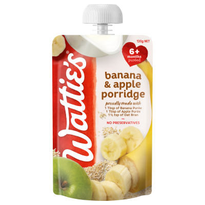 Wattie's For Baby Banana & Apple Porridge 6+ Months Pureed 120g