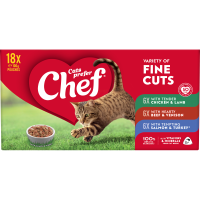 Chef Variety of Fine Cuts Pouches Cat Food 18 x 100g