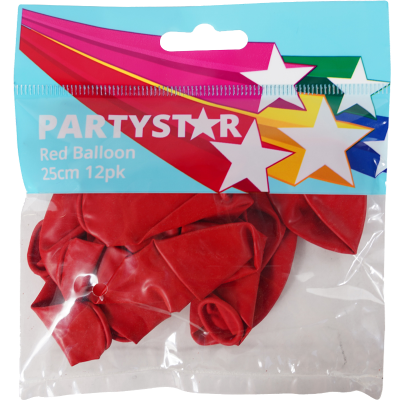Korbond Red Partystar Balloons 25cm ea