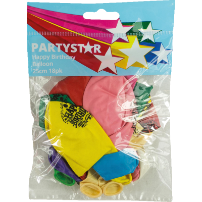 Korbond Happy Birthday Balloons 25cm ea