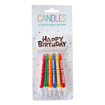 Hoorah With Happy Birthday Cake Topper Candles 12pk