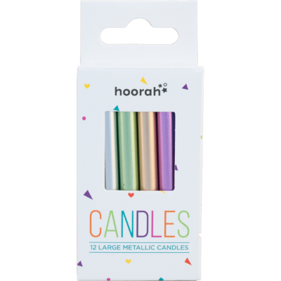 Hoorah Large Metallic Candles 12pk