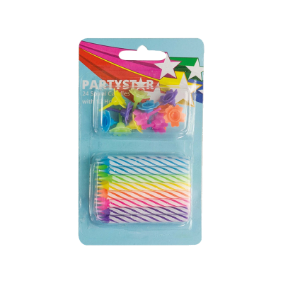 Korbond Party Star Spiral Candles With 12 Holders ea