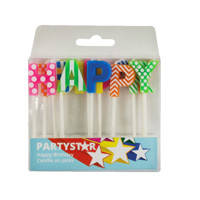 Korbond Party Star Solid Happy Birthday On Pick ea