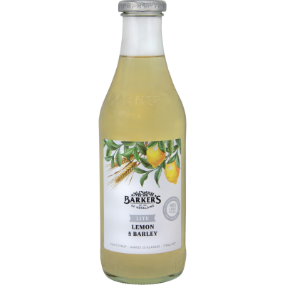 Barker's Lite Lemon & Barley Fruit Syrup 710ml