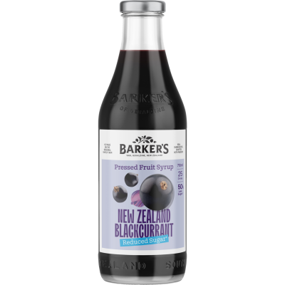 Barker's Reduced Sugar New Zealand Blackcurrant Pressed Fruit Syrup 710ml