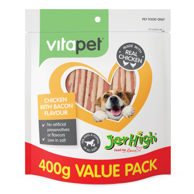 VitaPet Jerhigh Chicken With Bacon Flavour Dog Treats 400g