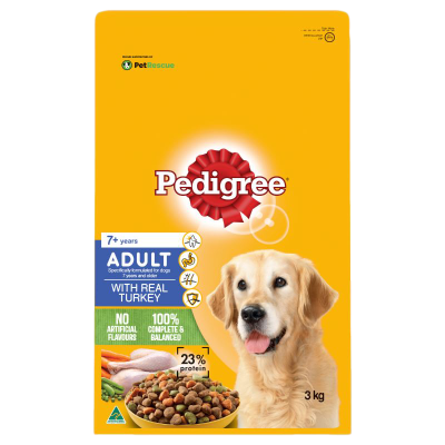 Pedigree Senior 7+ with Real Turkey Dry Dog Food 3kg