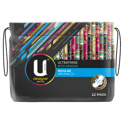 U By Kotex Designer Ultrathins Regular Pads With Wings 22pk