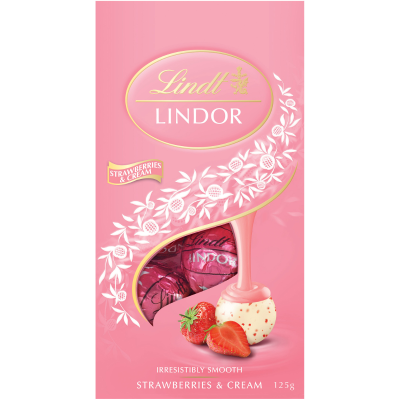 Lindt Lindor Strawberry & Cream Chocolates 125g