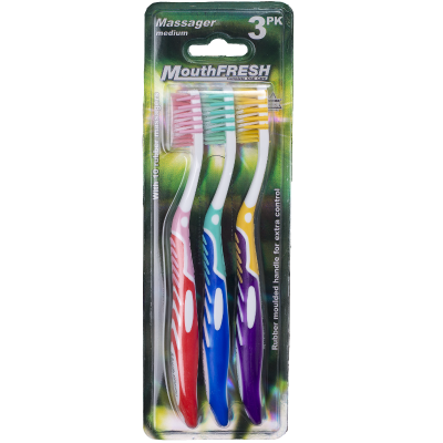 Mouthfresh Massager Medium Toothbrush 3pk