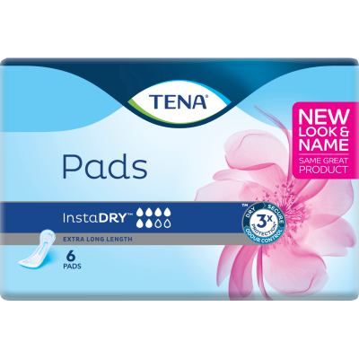 Tena InstaDry Extra Long Length Pads 6pk