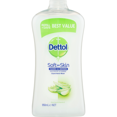 Dettol Antibacterial Aloe Vera & Vitamin E Liquid Hand Wash Refill 950ml