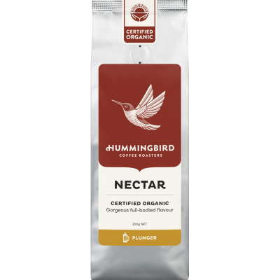 Hummingbird Nectar Fair Trade Organic Fresh Plunger Grind Coffee 200g