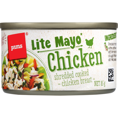 Pams Lite Mayo Shredded Cooked Chicken Breast 85g