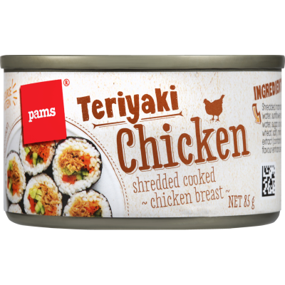 Pams Teriyaki Shredded Cooked Chicken Breast 85g