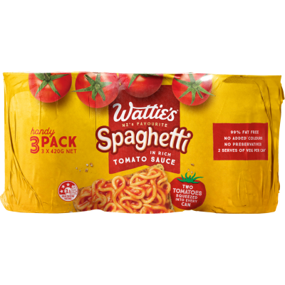 Wattie's Spaghetti In Tomato Sauce 3 x 420g